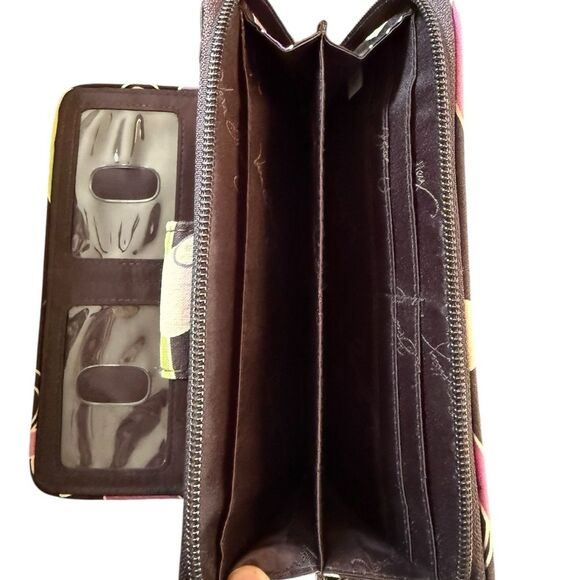 VERA BRADLEY RETIRED Purple Punch Turn Lock Wallet Clutch Zip Around - Picture 3 of 9